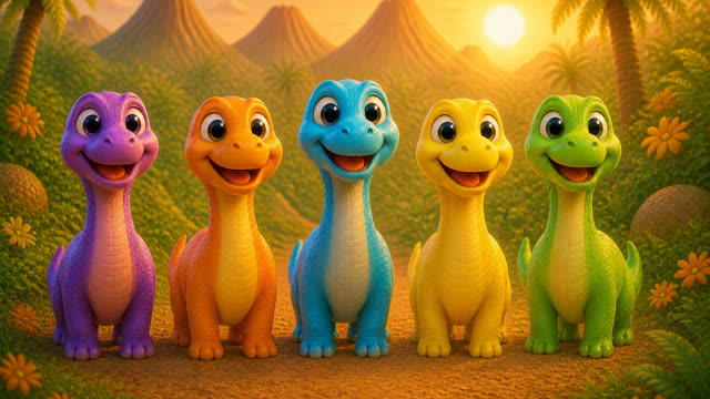 Scene 24 - Five Little Dinos Color Dance