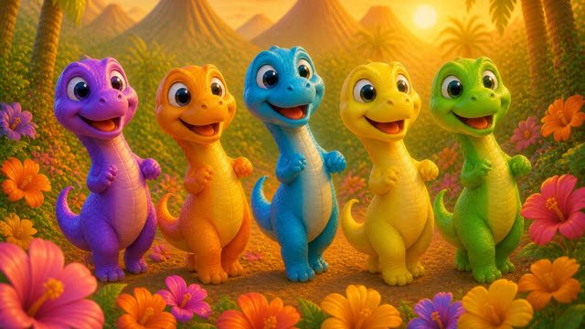 Scene 25 - Five Little Dinos Color Dance