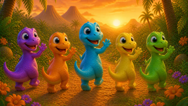 Scene 27 - Five Little Dinos Color Dance