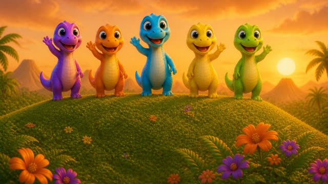 Scene 28 - Five Little Dinos Color Dance