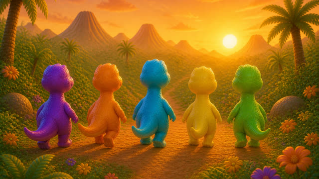 Scene 29 - Five Little Dinos Color Dance