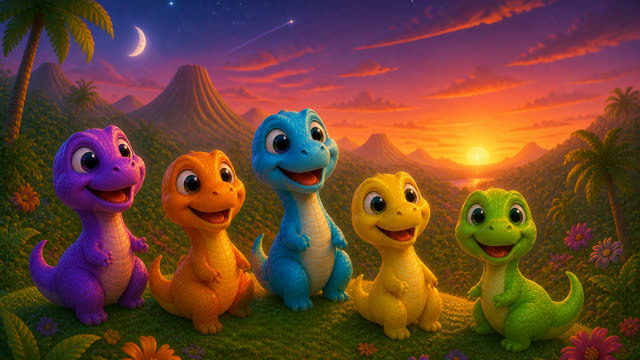Scene 30 - Five Little Dinos Color Dance