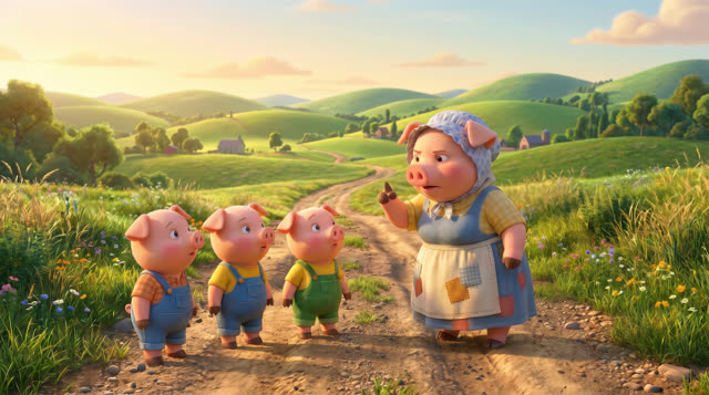Scene 7 - Les trois petits cochons et leurs véhicules