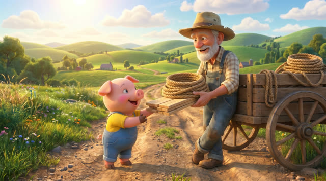 Scene 11 - Les trois petits cochons et leurs véhicules