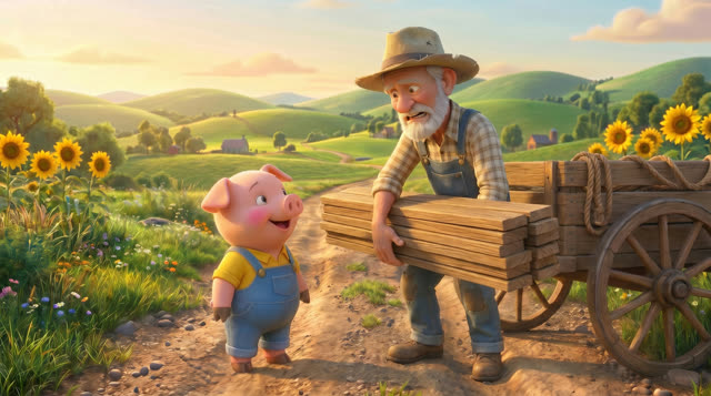 Scene 16 - Les trois petits cochons et leurs véhicules