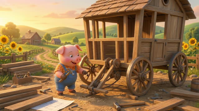 Scene 17 - Les trois petits cochons et leurs véhicules
