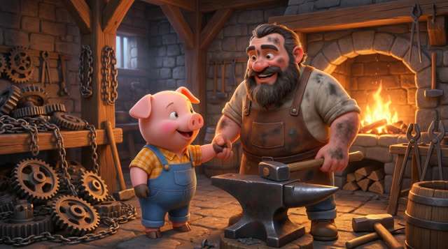 Scene 18 - Les trois petits cochons et leurs véhicules