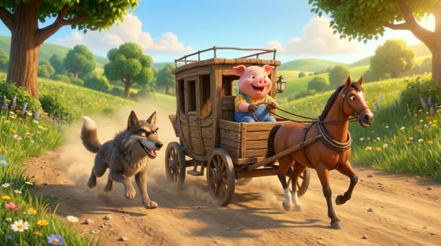 Scene 27 - Les trois petits cochons et leurs véhicules