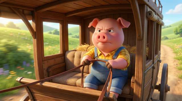 Scene 29 - Les trois petits cochons et leurs véhicules