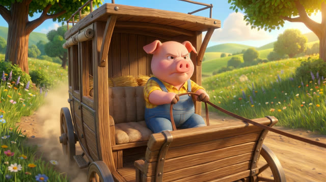 Scene 30 - Les trois petits cochons et leurs véhicules