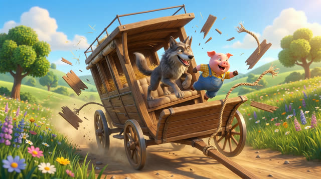 Scene 33 - Les trois petits cochons et leurs véhicules