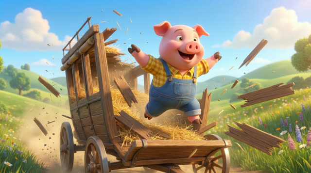 Scene 34 - Les trois petits cochons et leurs véhicules