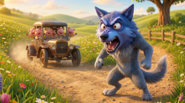 Scene 50 - Les trois petits cochons et leurs véhicules