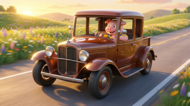 Scene 60 - Les trois petits cochons et leurs véhicules