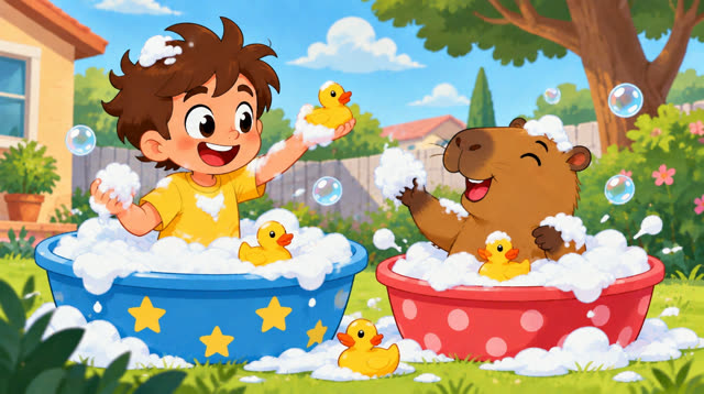 O menino e a capivara