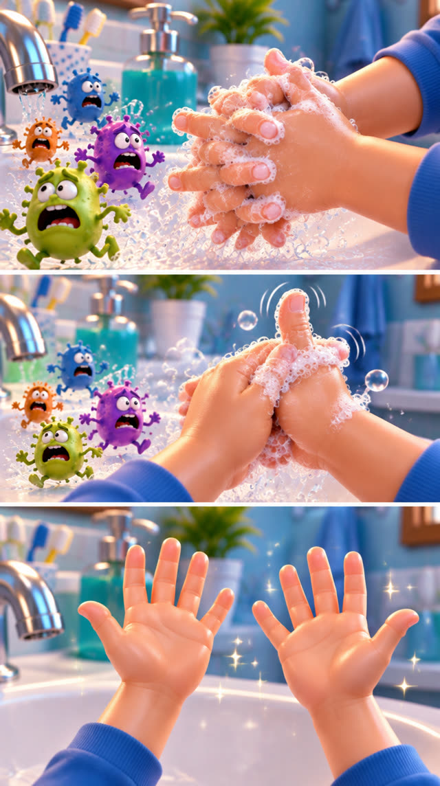 Scene 3 - Bubble Pop! Clean Hands!