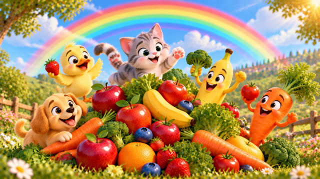 Scene 48 - The Animals, Fruits & Vegetables Song sor kids/children