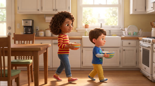 Scene 25 - Good Morning! Time for School!