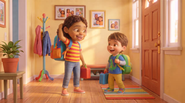 Scene 28 - Good Morning! Time for School!