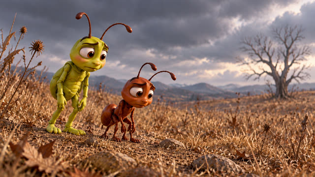 Scene 26 - The grasshopper and the ant
