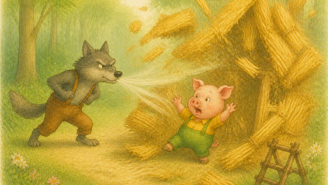 Scene 8 - Los tres cerditos y el lobo feroz