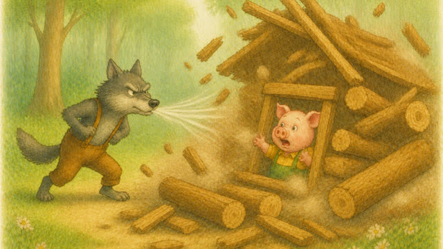 Scene 10 - Los tres cerditos y el lobo feroz