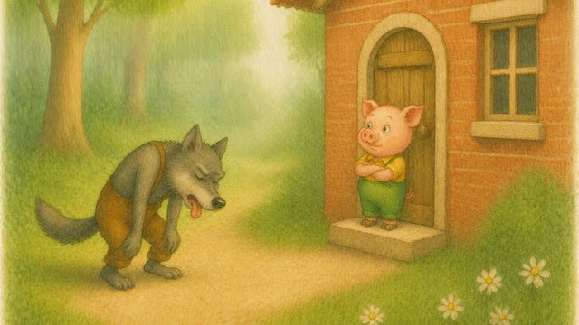 Scene 13 - Los tres cerditos y el lobo feroz