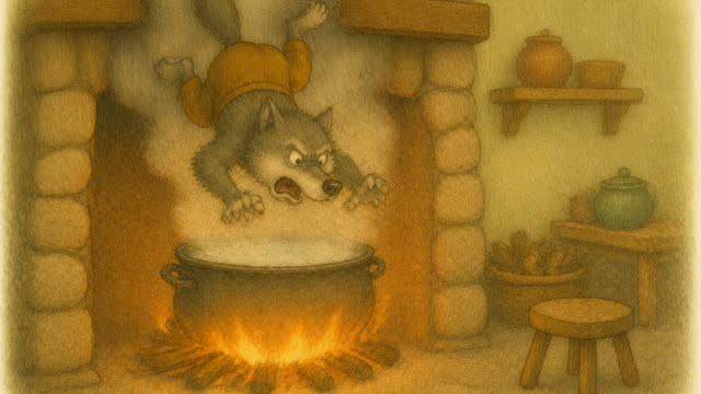 Scene 14 - Los tres cerditos y el lobo feroz