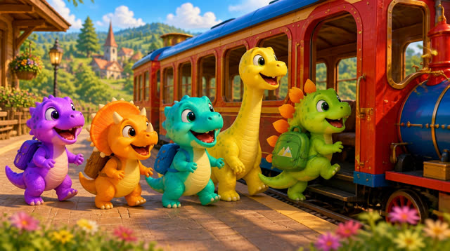 Scene 4 - Five Little Dinos Ride the Train