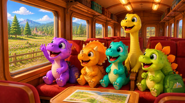 Scene 5 - Five Little Dinos Ride the Train