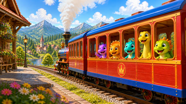 Scene 6 - Five Little Dinos Ride the Train