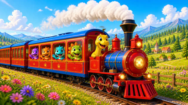 Scene 9 - Five Little Dinos Ride the Train