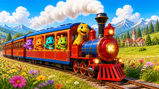 Scene 12 - Five Little Dinos Ride the Train