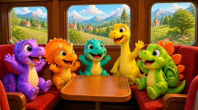 Scene 13 - Five Little Dinos Ride the Train