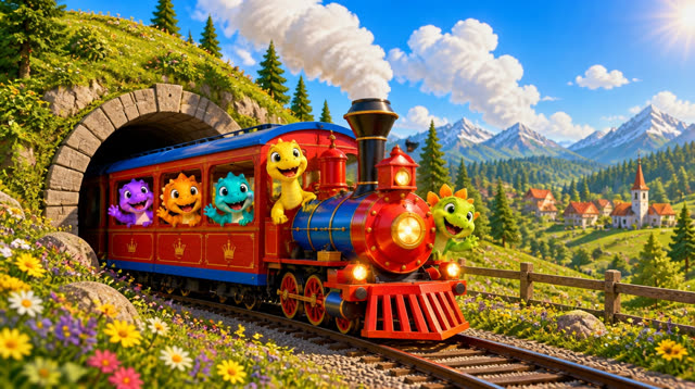 Scene 20 - Five Little Dinos Ride the Train