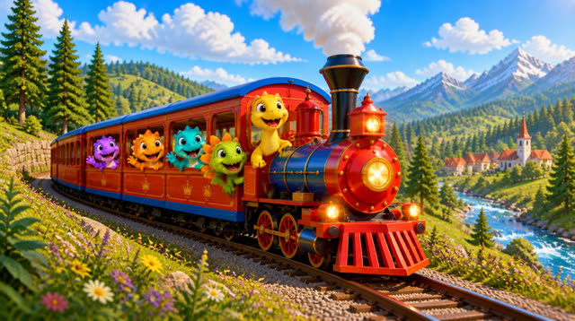Scene 23 - Five Little Dinos Ride the Train
