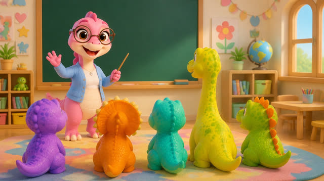 Scene 1 - Five Little Dinos Learn the ABCs – A to M