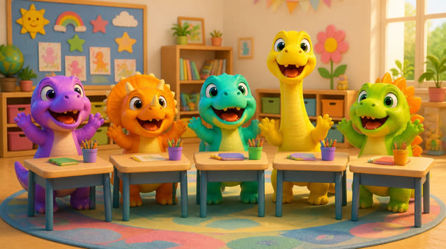 Scene 2 - Five Little Dinos Learn the ABCs – A to M