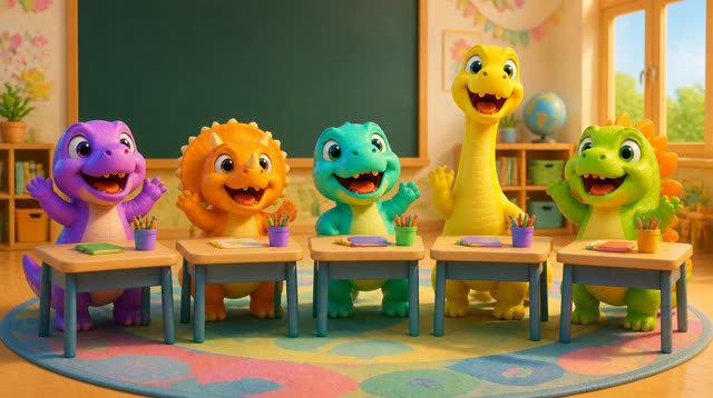 Scene 3 - Five Little Dinos Learn the ABCs – A to M
