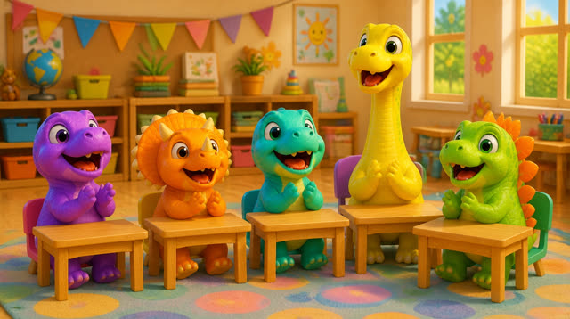 Scene 9 - Five Little Dinos Learn the ABCs – A to M