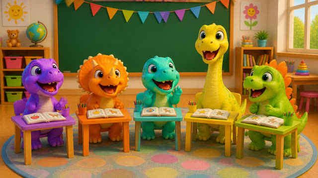 Scene 21 - Five Little Dinos Learn the ABCs – A to M