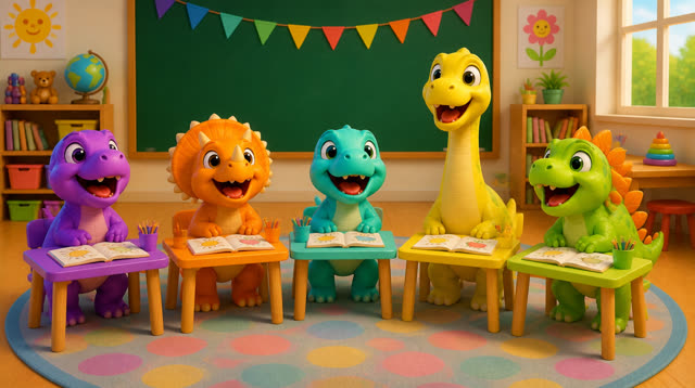 Scene 23 - Five Little Dinos Learn the ABCs – A to M
