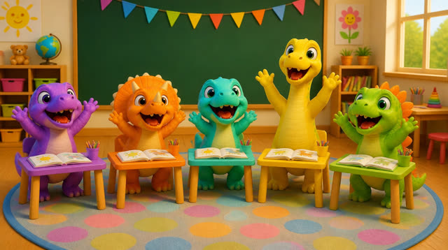 Scene 24 - Five Little Dinos Learn the ABCs – A to M