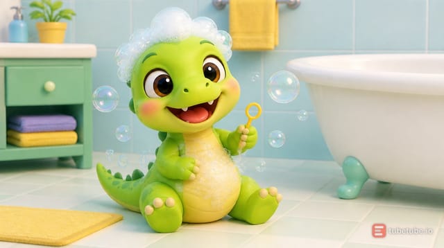Dino's First Bubble Bath