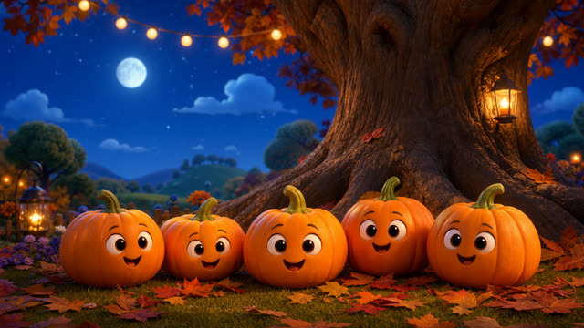 Scene 1 - Five Spooky Pumpkins