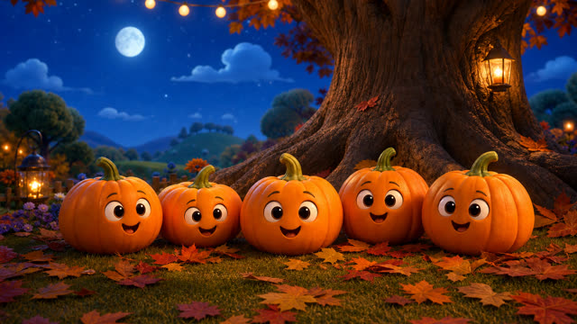 Scene 3 - Five Spooky Pumpkins