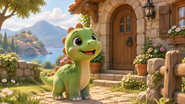 Scene 1 - Baby Dino and the Mystery Footprints! 🐾