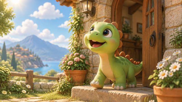 Scene 2 - Baby Dino and the Mystery Footprints! 🐾