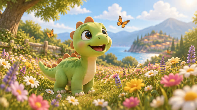Scene 3 - Baby Dino and the Mystery Footprints! 🐾