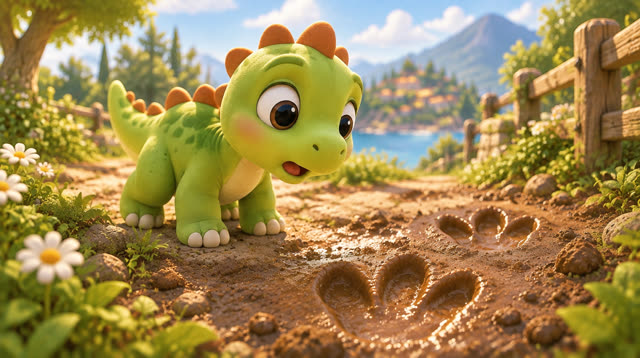 Scene 5 - Baby Dino and the Mystery Footprints! 🐾